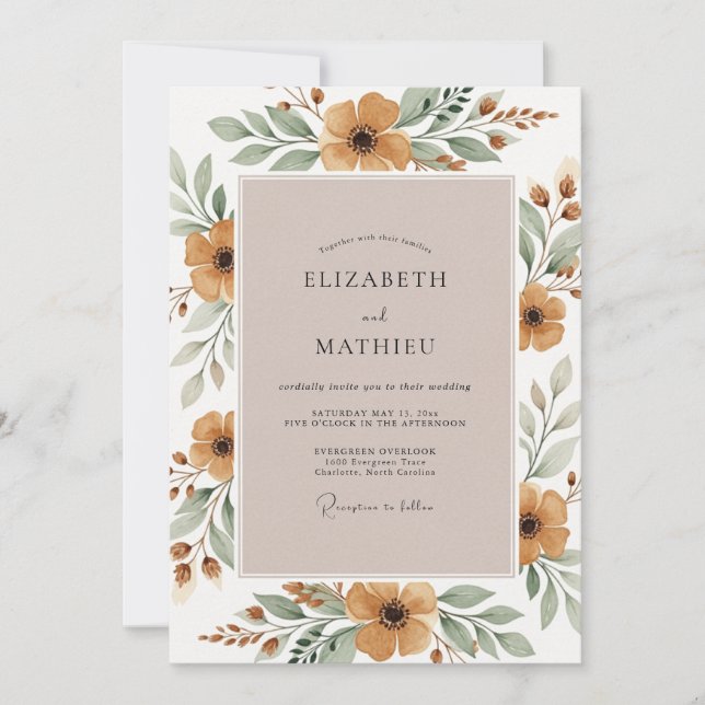 Invitación Boda en bosque cálido ámbar (Anverso)