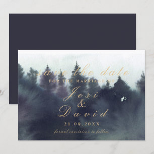 Invitación Boda en bosque oscuro, sombrío y etéreo, guardar l