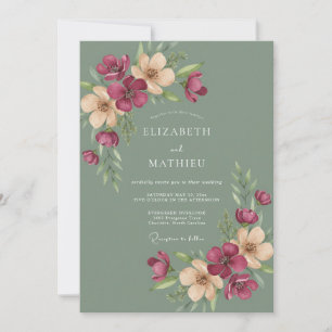 Invitación Boda en bosque sombrío de verde salvia