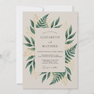 Invitación Boda en bosque verde esmeralda lustroso