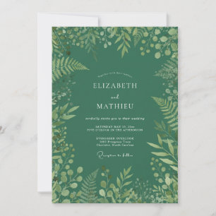 Invitación Boda en Bosque Verde Esmeralda Profundo