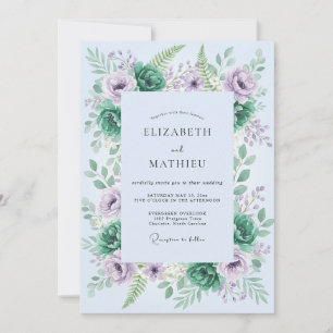 Invitación Boda en bosque verde lavanda