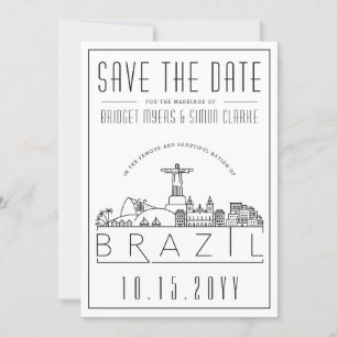 Invitación Boda en Brasil Silueta Estilizada Fecha de la Boda