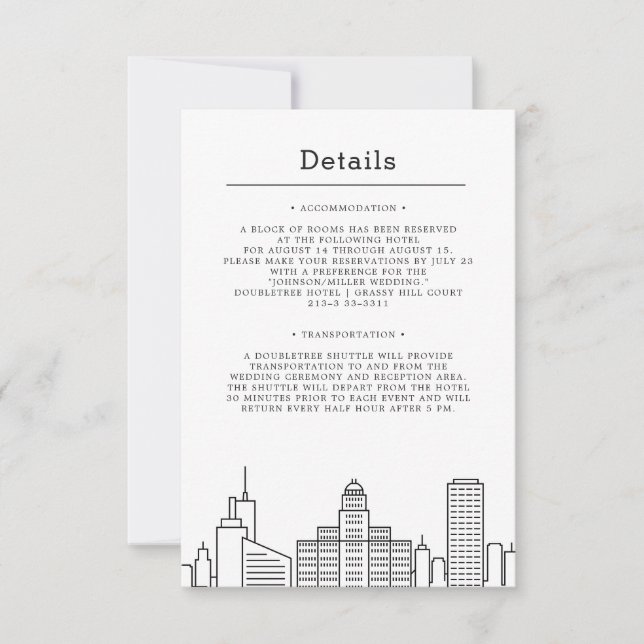 Invitación Boda en Buffalo, Nueva York | Detalles para Invita (Anverso)