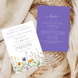 Invitación Boda en campo de flores silvestres todo en uno