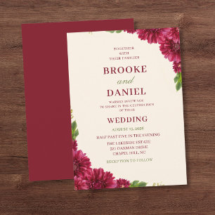 Invitación Boda en cascada de gerbera margarita de Borgoña
