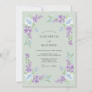Invitación Boda en cascada de primavera en verde salvia
