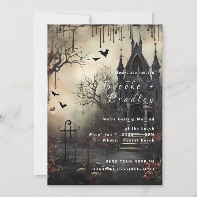 Invitación Boda en Castillo Embrujado Gótico (Anverso)