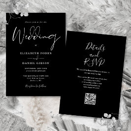 Invitación Boda en código QR blanco y negro todo en uno