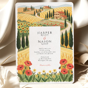 Invitación Boda en colinas onduladas del campo toscano rústic