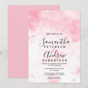 Invitación Boda en colores pastel rosado moderno de la