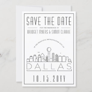 Invitación Boda en Dallas Silueta Estilizada del Horizonte Fe