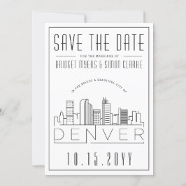 Invitación Boda en Denver: Silueta Estilizada de la Ciudad pa