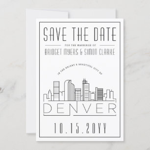 Invitación Boda en Denver: Silueta Estilizada de la Ciudad pa