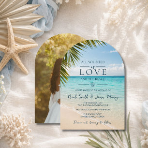 Invitación Boda en destino costero Amor y la Playa