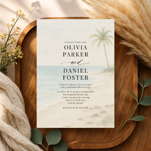 Invitación Boda en destino costero de isla tropical en la pla