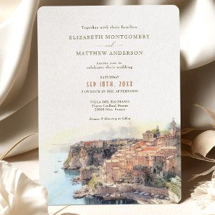 Invitación Boda en destino costero francés de la Costa Azul