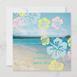 Invitación Boda en destino de playa de arena/hibisco