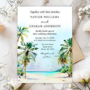 Invitación Boda en Destino de Playa Tropical