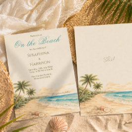 Invitación Boda en Destino Tropical de Costa en la Playa