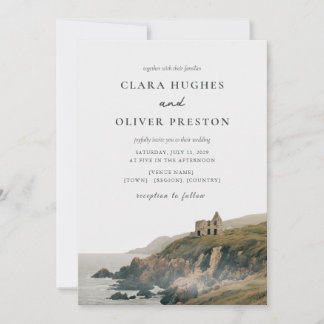 Invitación Boda en el acantilado de la costa irlandesa en gri