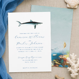 Invitación Boda en el Acuario de Tiburones Azules Bajo el Mar