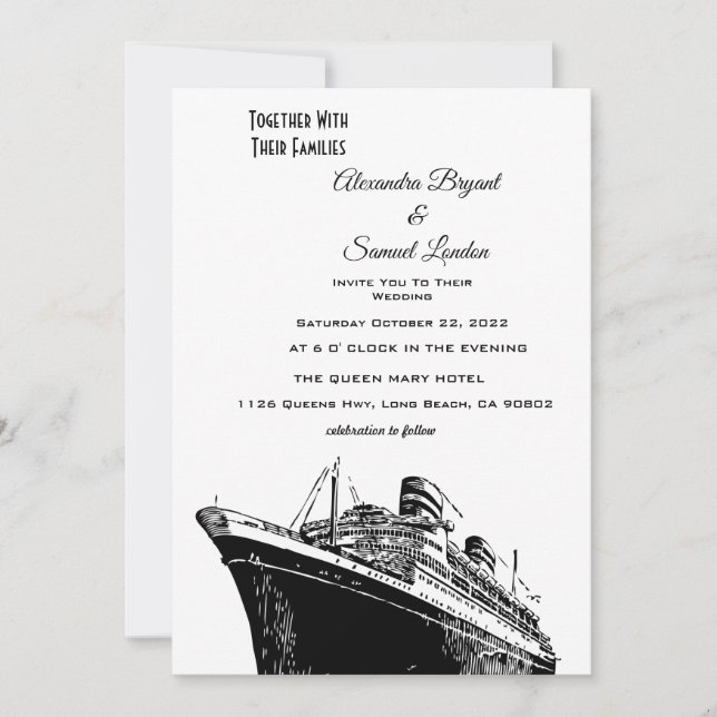 Invitación Boda en el barco con tema náutico (Anverso)