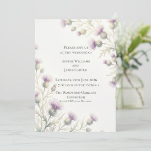 Invitación Boda en el borde de flores silvestres de cardo esc