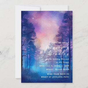 Invitación Boda en el bosque al atardecer brillante