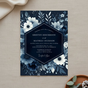 Invitación Boda en el bosque con flor de índigo
