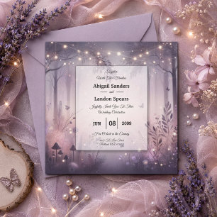 Invitación Boda en el bosque con luces de hadas etéreas
