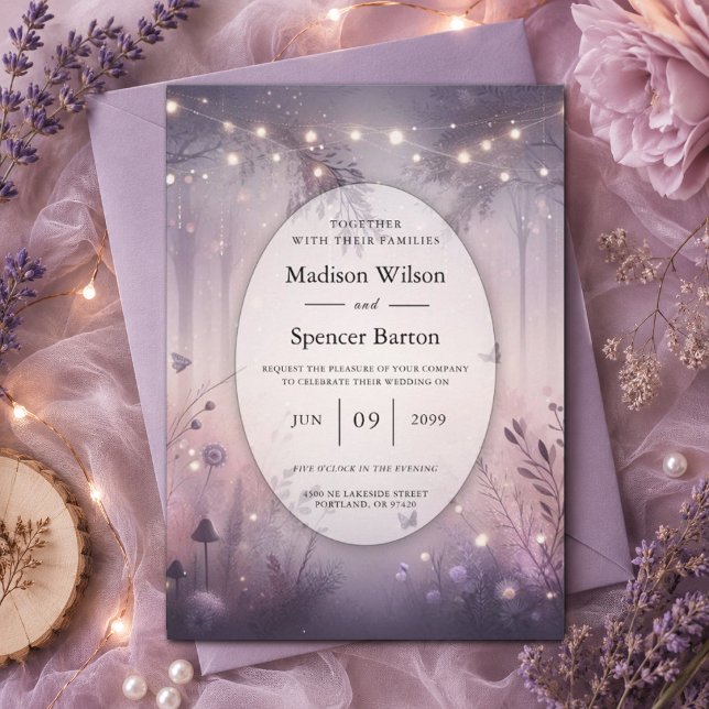 Invitación Boda en el Bosque con Luces de Hadas Etéreas (Subido por el creador)