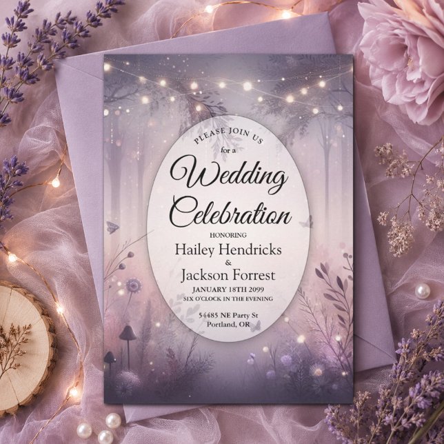 Invitación Boda en el bosque con luces de hadas etéreas (Subido por el creador)