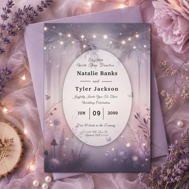 Invitación Boda en el bosque con luces de hadas etéreas (Subido por el creador)
