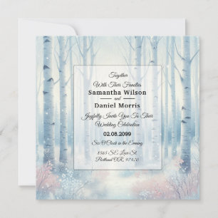 Invitación Boda en el Bosque de Abedul Azul Helado
