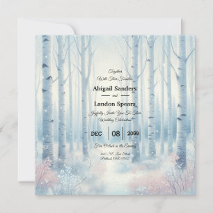 Invitación Boda en el Bosque de Abedules Azules Helados