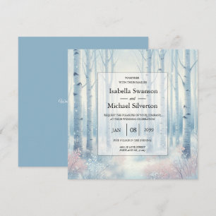 Invitación Boda en el Bosque de Abedules Azules Helados