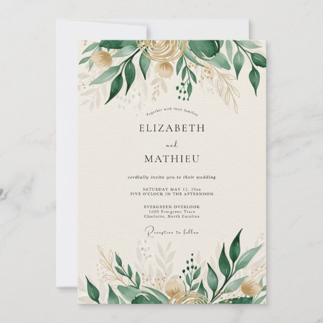 Invitación Boda en el bosque de esmeralda verde pulido (Anverso)