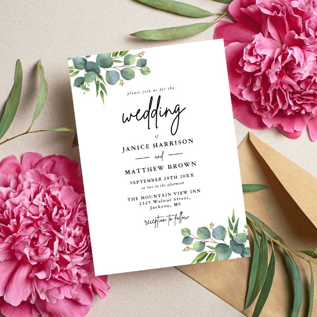 Invitación Boda en el bosque de eucalipto salvia (Eucalyptus woodland invitation adds natural elegance and beautifully invites guests to your wedding)