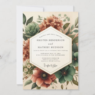 Invitación Boda en el bosque de flor de ámbar