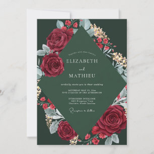 Invitación Boda en el Bosque de Floración Carmesí