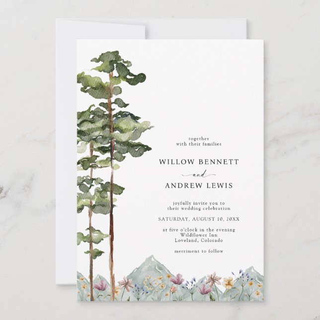 Invitación Boda en el bosque de la montaña (Anverso)