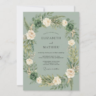 Invitación Boda en el bosque de madera prístina verde salvia