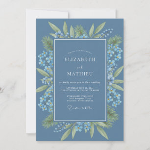 Invitación Boda en el bosque de pino azul polvoriento
