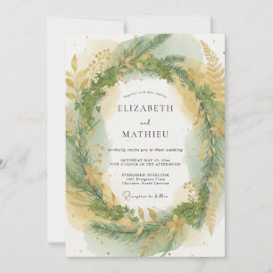 Invitación Boda en el bosque de pino verde salvia