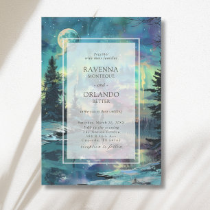 Invitación Boda en el bosque del lago bajo la luz de la luna