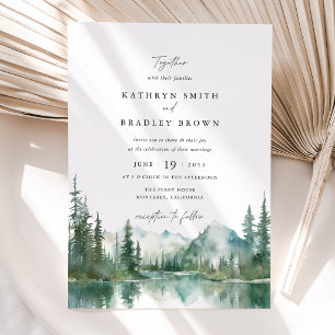 Invitación Boda en el bosque del lago de la montaña