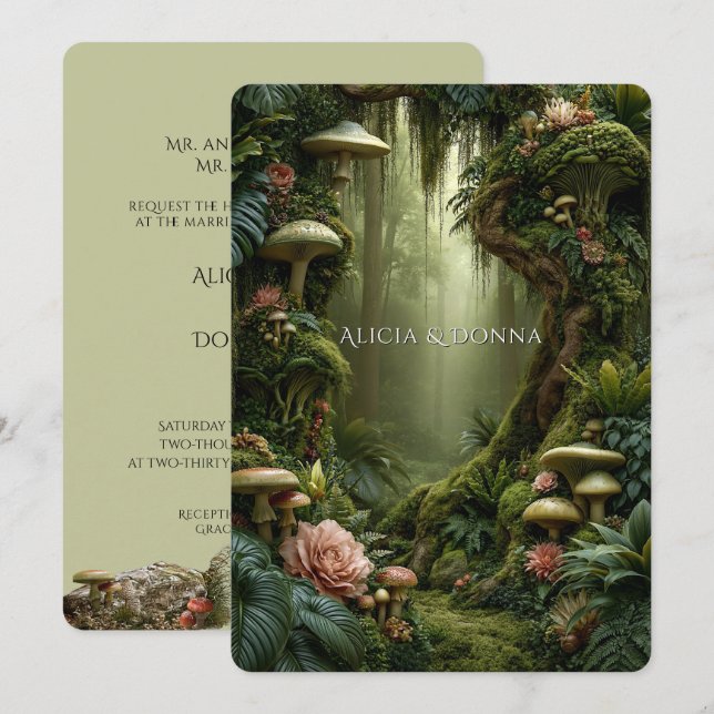 Invitación Boda en el Bosque Encantado   (Anverso / Reverso)