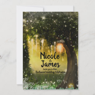 Invitación Boda en el bosque encantado de fantasía con destel