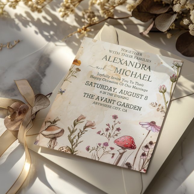Invitación Boda en el bosque encantado de hongos y setas (Subido por el creador)